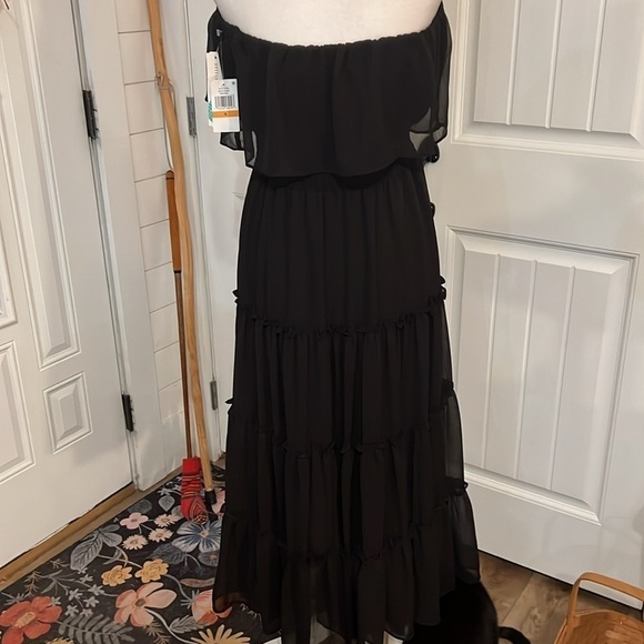 1 STATE Devika NWT Women's Black size Small Strapless Ruffle Tiered Maxi Dress - Picture 4 of 8